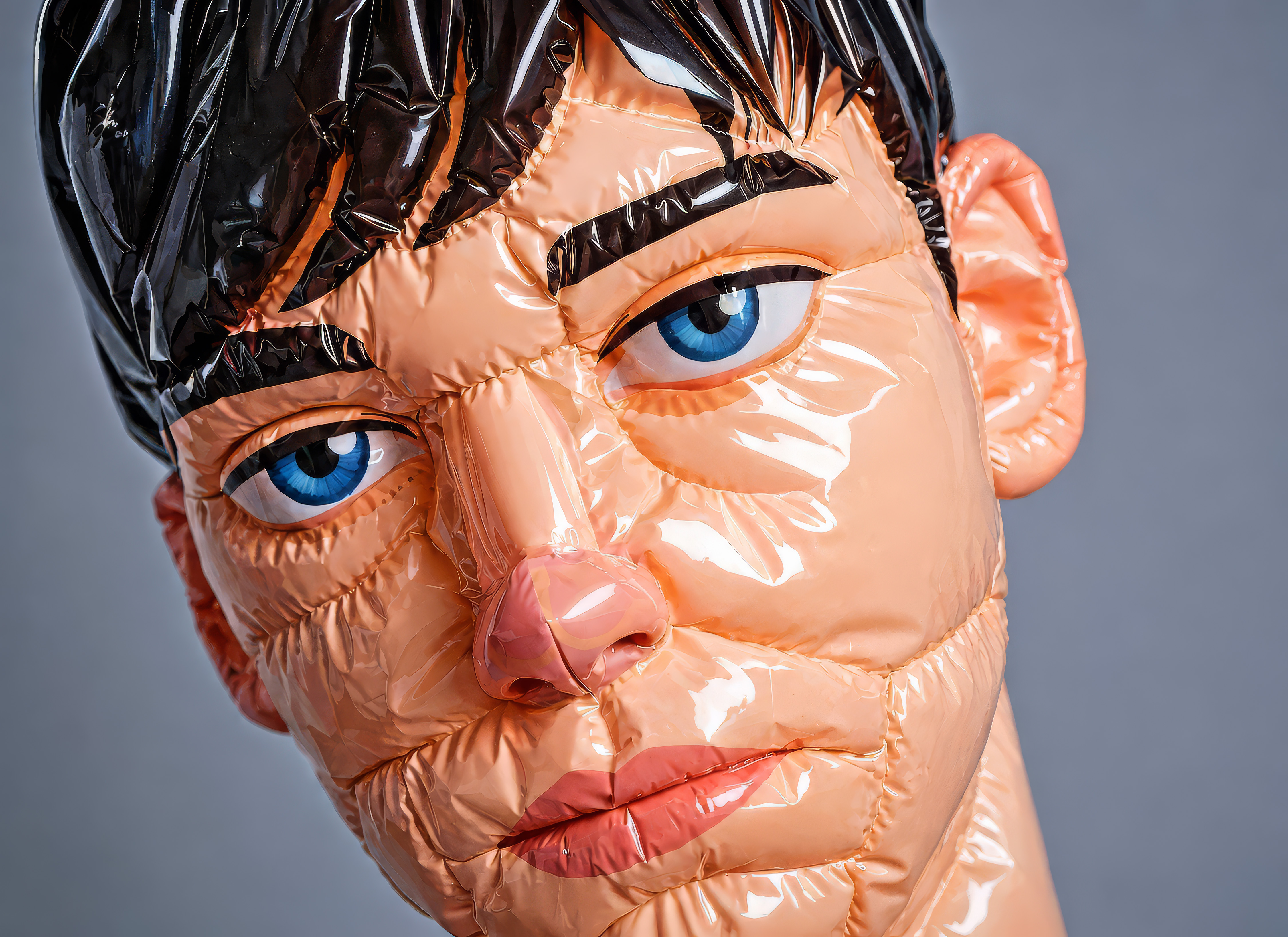 TOPOGRAPHY OF LOSS, close-up inflatable portrait from Jesse B. Foerster's BACK TO 2080 series